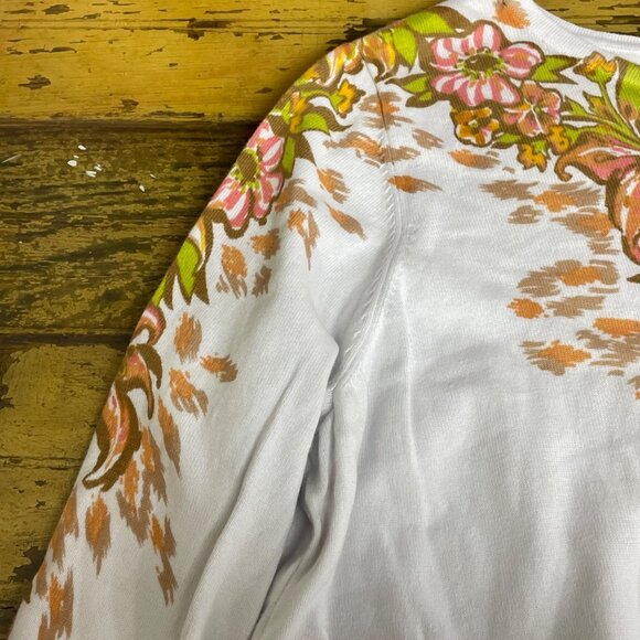 Bob Mackie Floral Cotton Sweater Sz 2X Lily Spring Pastel Colorful - Picture 5 of 8
